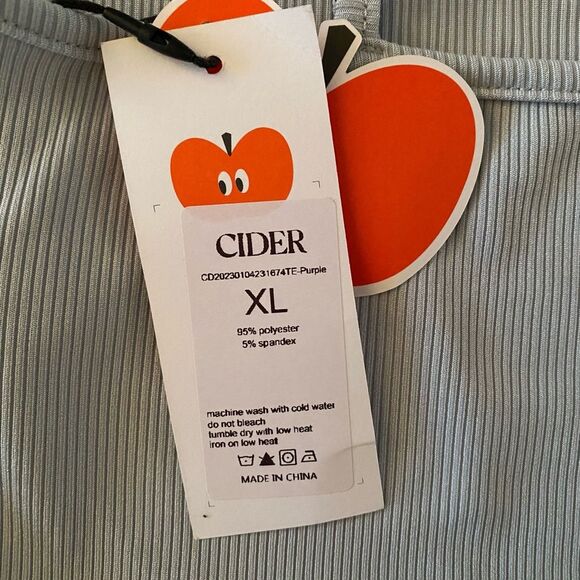 NWT Cider Solid Rib Crop Tank Top Size XL Lounge Light Blue/Grey Feminine - Picture 6 of 7